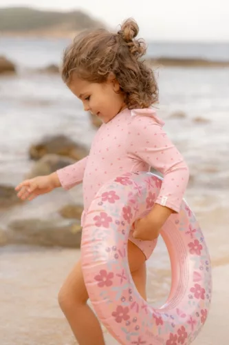 Little Dutch hosszú ujjú fürdőruha Sunny Flowers Blush - 86/92