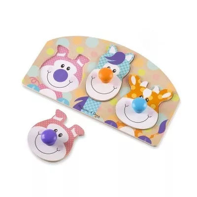 Melissa & Doug 3440 Bébi és tipegő fajátékok Óriás puzzle gombbal farm állatai