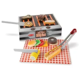   Melissa & Doug 9280 Szerepjáték Fa grill és barbecue tálaló szett