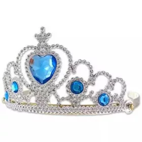 Ezüst tiara kék kövekkel
