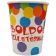 Boldog születésnapot feliratos 6 darabos papírpohár - 250 ml, konfetti mintás