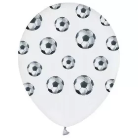 Focilabda mintás fehér lufi - 5 darabos