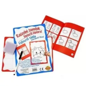   Rajzolni tanulok lépésről lépésre: fejlesztő tábla letörölhető filccel - többféle