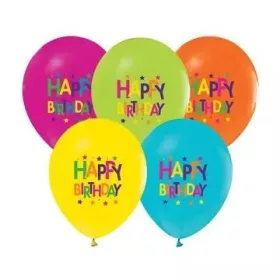 Happy Birthday feliratos, csillagos luficsomag, 30 cm - 5 db