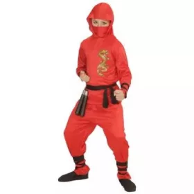   Piros Ninja Jelmez Sárkány Mintával - 116 cm - Farsangi Jelmez Gyerekeknek