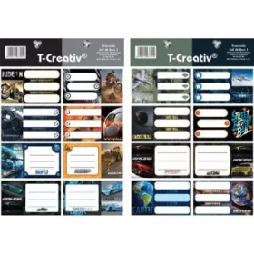 T-Creativ: Füzetcímke fiúknak, 16 db-os - többféle