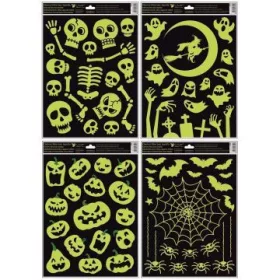   Sötétben világító Halloween mintás ablakmatrica, 30 x 42 cm - többféle
