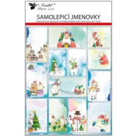   Télapó mintás ajándékkísérő matrica, 21 x 32 cm - 26 db-os