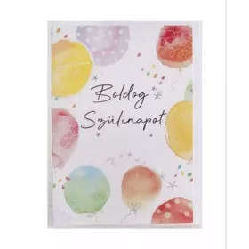   Képeslap színes lufikkal és Boldog Szülinapot felirattal - 13 x 19 cm