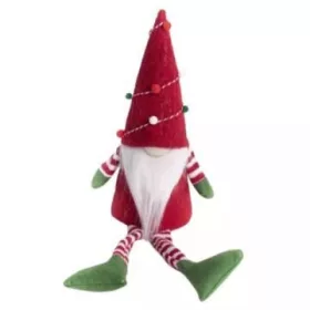 Karácsonyi manó dekoráció, filc, 25 cm - Piros-zöld