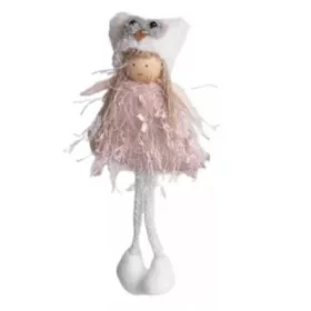   Lányka dekoráció bagoly mintájú sapkában akasztóval, 20 cm - többféle