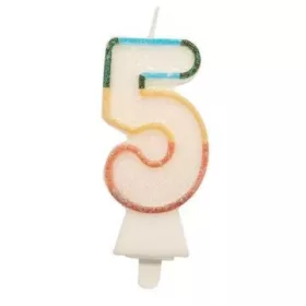 Színes számgyertya csillámmal, 8,5 cm - 5
