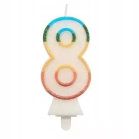 Színes számgyertya csillámmal, 8,5 cm - 8