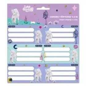 Cute Animals: Unikornis mintás füzetcímke - 3 x 6 db