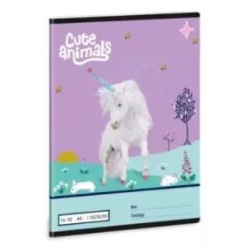   Cute Animals: Unikornis mintás vonalas füzet - 1. osztályos, A5