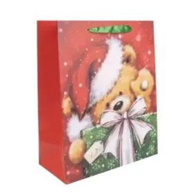 Maci mikulássapkában ajándéktasak - 26 x 32 cm