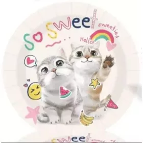 Cica mintás papírtányér - 10 db-os