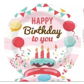 Happy Birthday! mintás papírtányér - 10 db-os