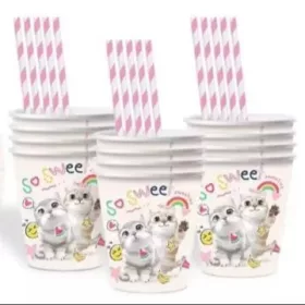 So Sweet! cica mintás papírpohár - 10 db-os