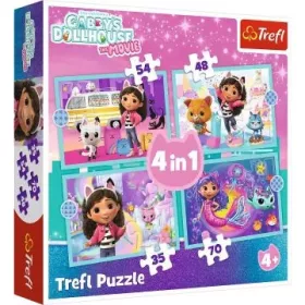   Trefl: Gabby nagy kalandja 4 az 1-ben - 35, 48, 54, 70 darabos puzzle
