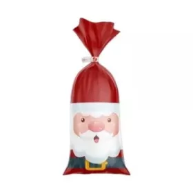 Mikulás zacskó télapó mintával - széles, 20 x 35 cm