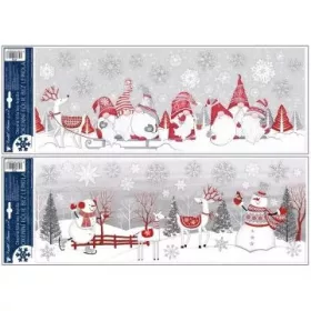   Manó és hóember mintás csillogó ablakmatrica - 60 X 23 cm, többféle