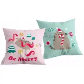 Pusheen: Karácsonyi díszpárna - 40 x 40 cm, kétoldalú