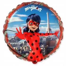 Miraculous: Katicabogár fólia lufi – kerek, 45 cm