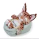 Nici: Alvó hiúz plüssfigura kosárban - 12 cm