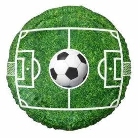 Futball mintás fólia lufi - kerek, 36 cm, csomagolt