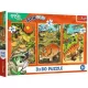 Trefl: Treflikék a dinoszauruszok világában puzzle - 3 az 1-ben