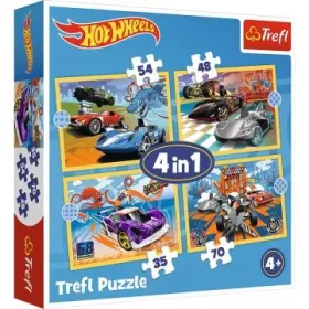 Trefl: Hot Wheels járművek puzzle - 4 az 1-ben