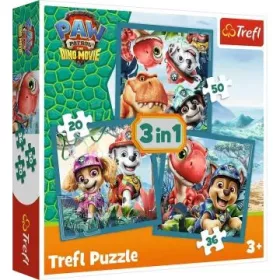   Trefl Mancs őrjárat és Dínó-sziget puzzle 3 az 1-ben (20-36-50 db)