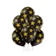 Csillagos Black Star léggömb, lufi szett 6 db-os 30 cm (12 inch)