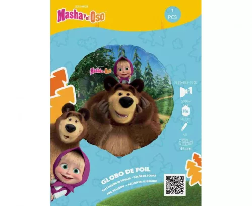 Mása és a medve Happy fólia lufi 46 cm