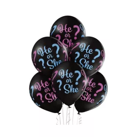   Fiú vagy Lány He or She léggömb, lufi 6 db-os 12 inch (30cm)