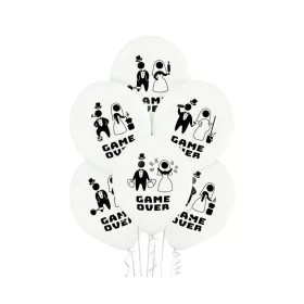 Game Over White léggömb, lufi 6 db-os 12 inch (30 cm)
