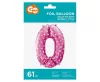 Rózsaszín Pink with Hearts 0-ás szám fólia lufi 61 cm