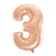 Rose Gold 3-as szám fólia lufi 92 cm