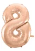 Rose Gold 8-as szám fólia lufi 92 cm