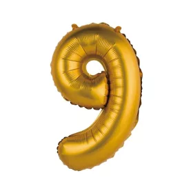 Arany Gold Matt 9-es mini szám fólia lufi 35 cm