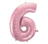 Rózsaszín Light Pink 6-os szám fólia lufi 92 cm