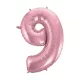 Rózsaszín Light Pink 9-es szám fólia lufi 92 cm