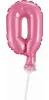 Rózsaszín 0-ás Pink szám fólia lufi tortára 13 cm