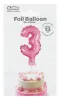 Rózsaszín 3-as Pink szám fólia lufi tortára 13 cm
