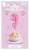 Rózsaszín 9-es Pink szám fólia lufi tortára 13 cm