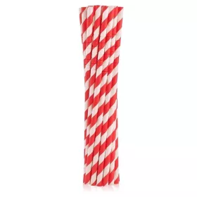 Piros Red Stripes rugalmas papír szívószál 12 db-os