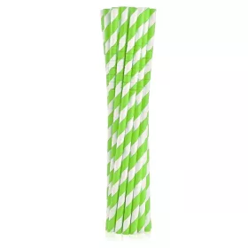 Zöld Green Stripes rugalmas papír szívószál 12 db-os