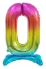 Színes Rainbow 0-ás szám fólia lufi talppal 74 cm