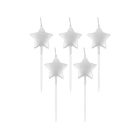   Ezüst csillag Metallic Silver tortagyertya, gyertya szett 5 db-os